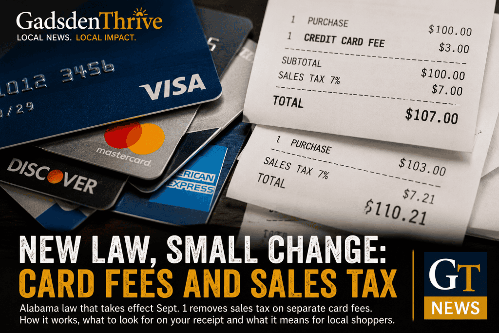 Starting today, that card fee on your receipt is not taxed. But only if the store lists it separately.