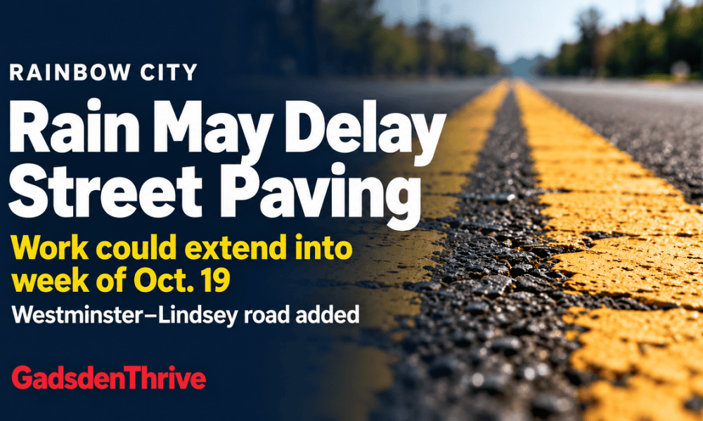Isaias rain could push Rainbow City paving into the week of Oct. 19, and a new road is on the list